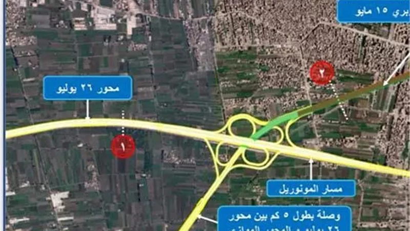 خريطة التحويلات المرورية بعد غلق طريق محور 26 يوليو