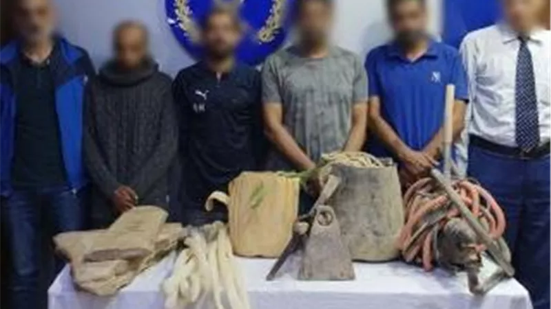 أول صورة لعصابة «الدكتور ومدير المدرسة والمعلم» للتنقيب عن الآثار بالتبين