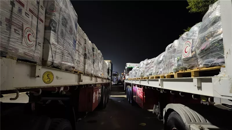الهلال الأحمر المصري يدفع بـ 7500 طن مساعدات إنسانية إلى غزة
